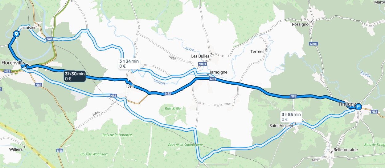 Trajet Martué - Tintigny Trajet Martué - Tintigny